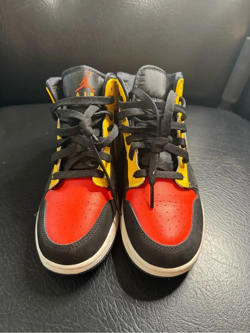 Nike Kids' High-Top Sneakers in Red, Black & Yellow